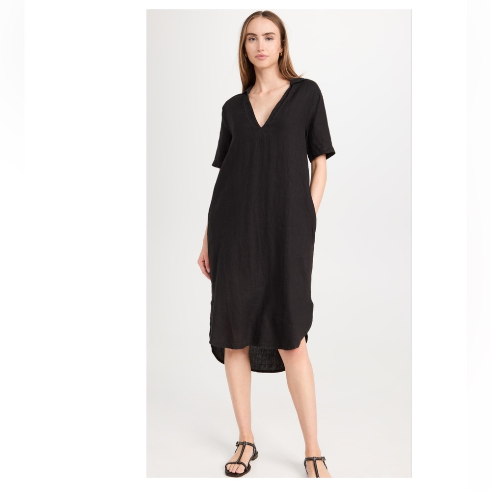 James Perse Linen Open Henley Shirt Dress - Picture 2 of 12